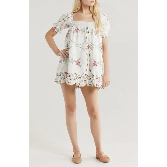 Damson Madder Dresses & Skirts - Official Damson Madder Lulu Mini Dress Rose Embroidery - NWT US 6 - UK 10